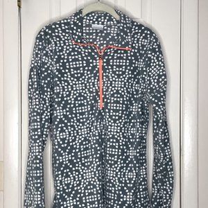 Columbia Gray & White Printed Fleece Half Zip Pullover Womens